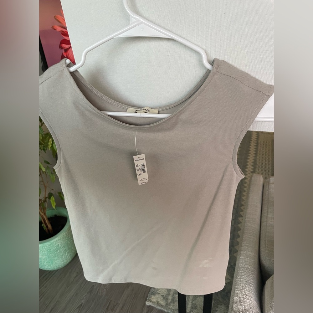 NWT! Madewell Boatneck Top - Light Taupe